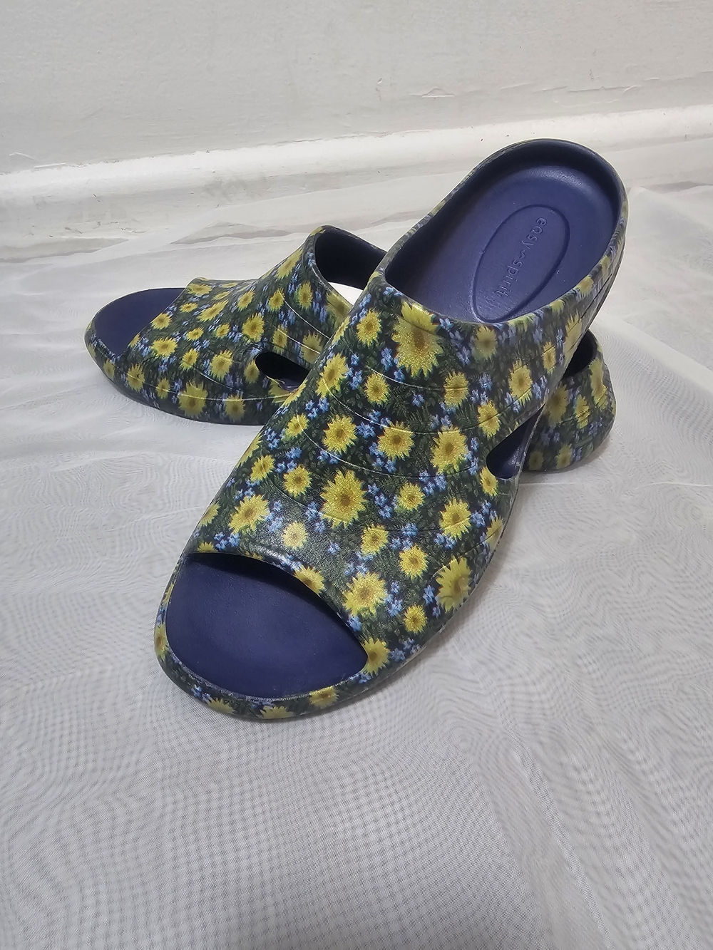 Easy Spirit Women's Floral Slip On Slide Sandals Synthetic BlueYellow Green US 9